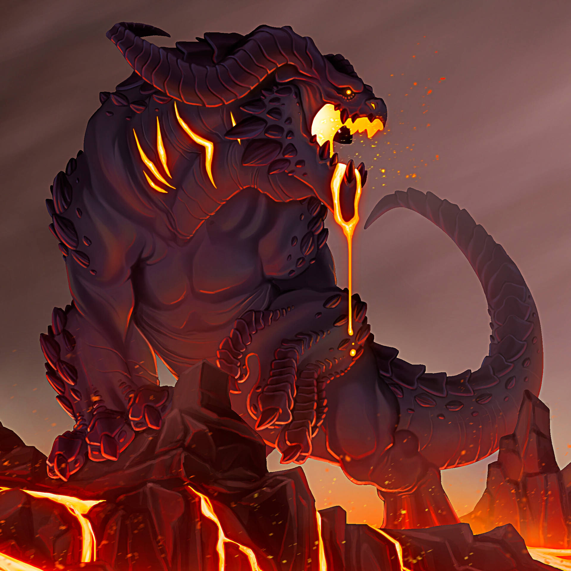 Wingless Lava Dragon Background