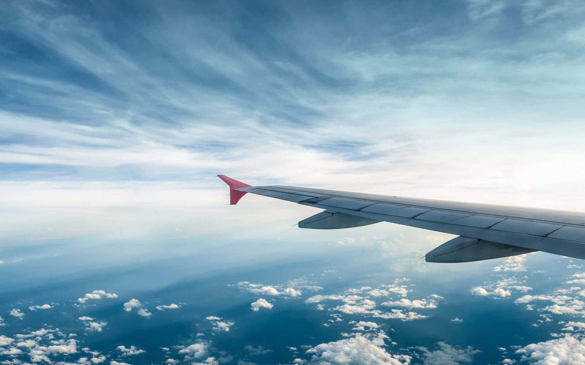 Wings Of Plane Background In Blue Sky Background