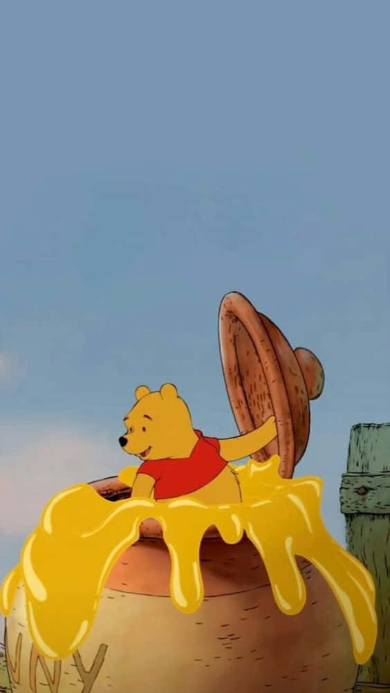 Winnie The Pooh Aesthetic With A Giant Jar Background