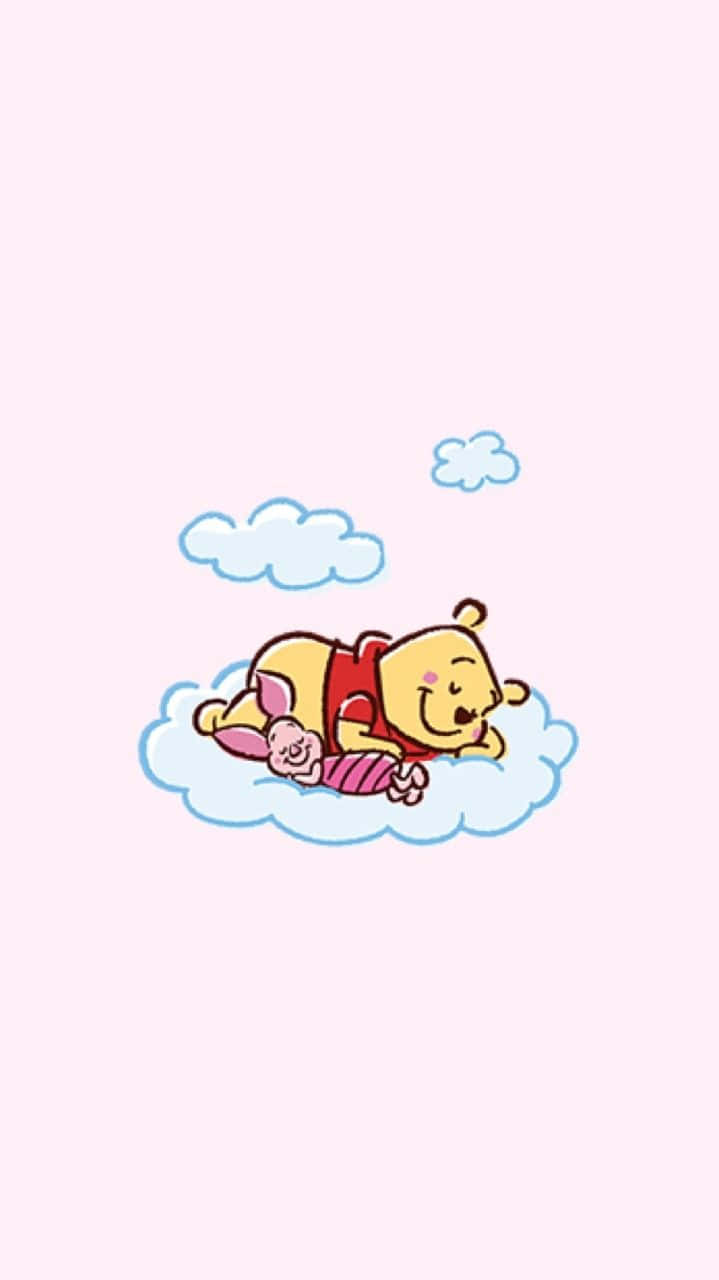 Winnie The Pooh Aesthetic With Cozy Clouds Background