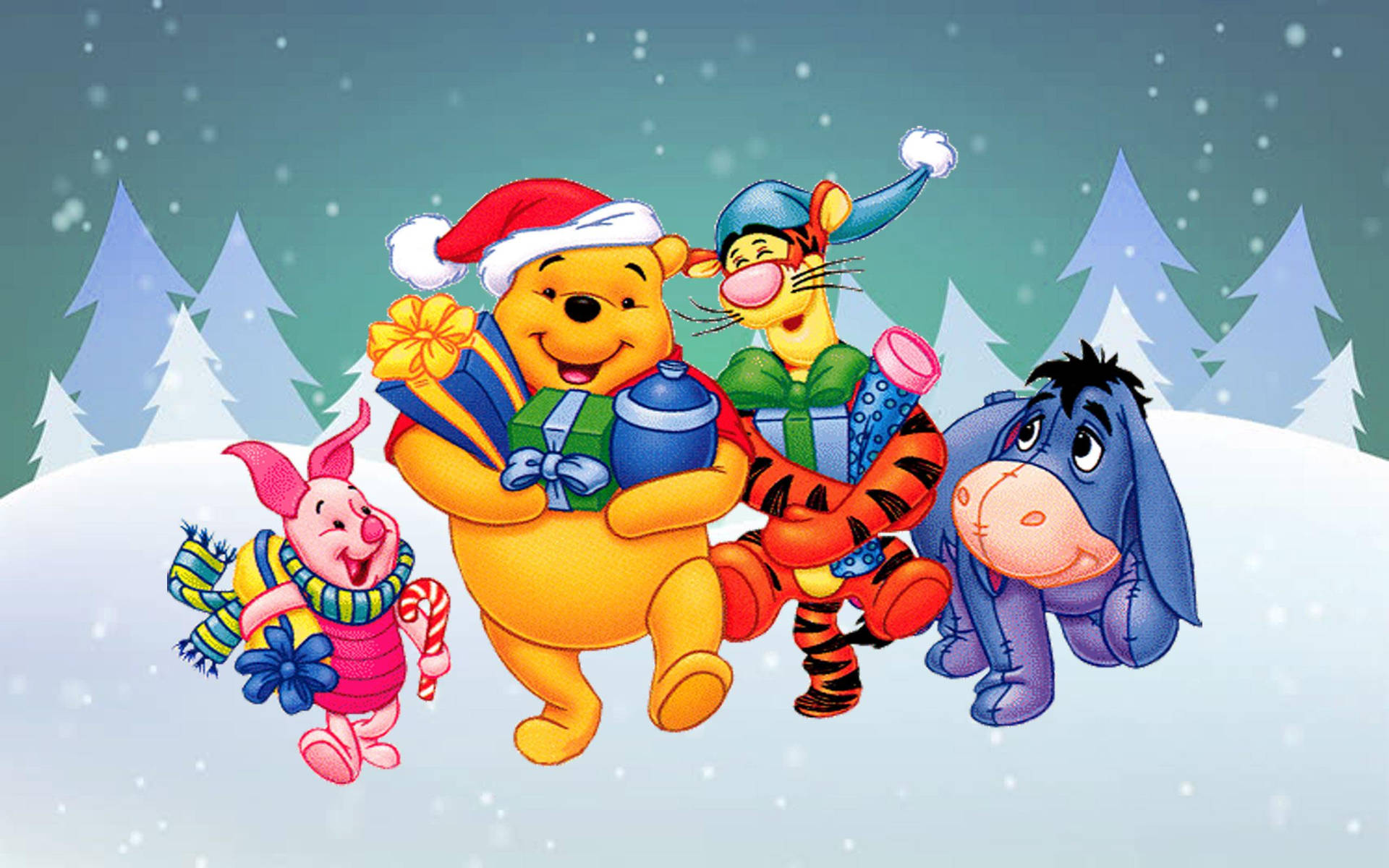 Winnie The Pooh Christmas Wallpaper Background