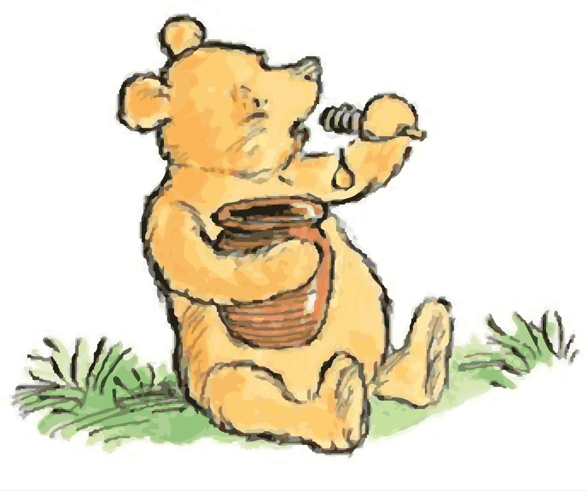 Winnie The Pooh Classic Eating Honey Background