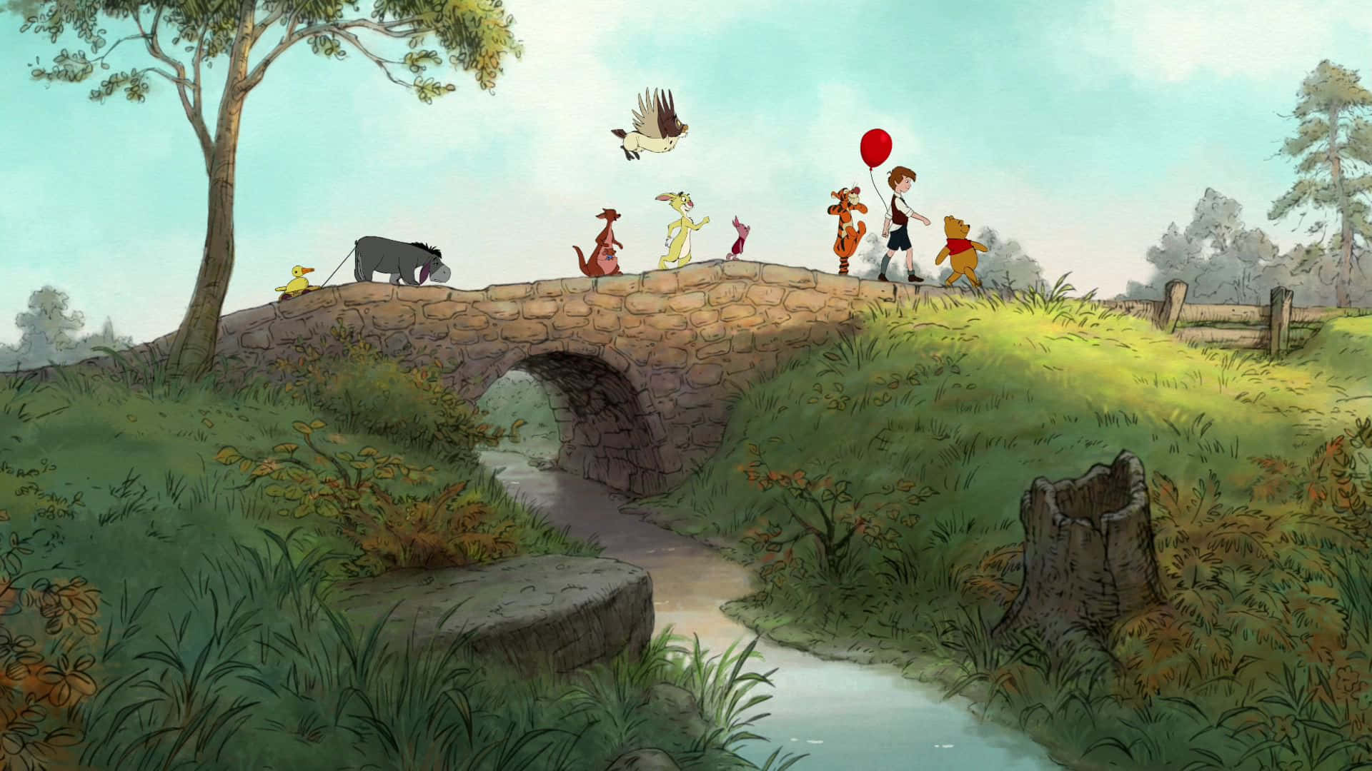 Winnie The Pooh Classic Farm Art Background