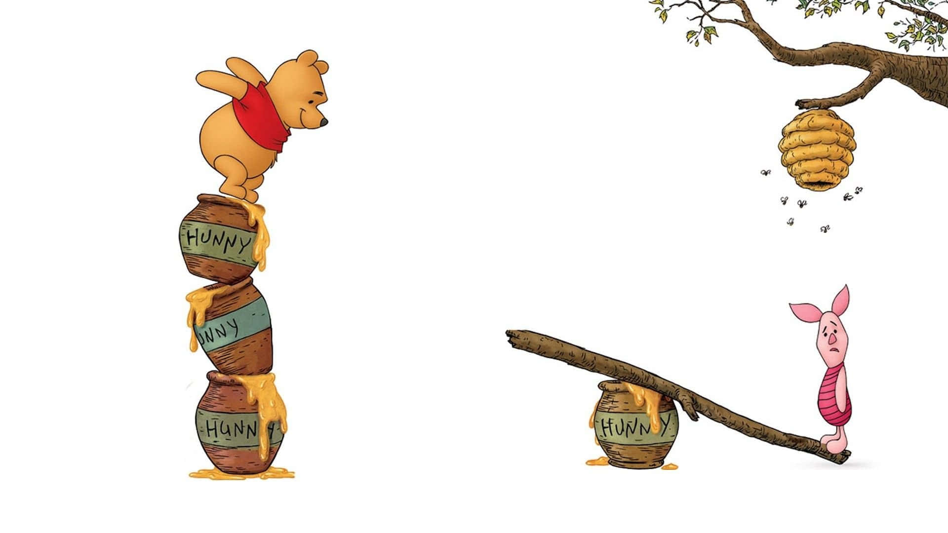 Winnie The Pooh Classic Honey Jars Background