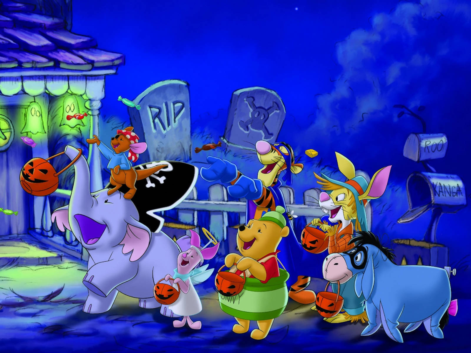 Winnie The Pooh Cute Disney Halloween Background