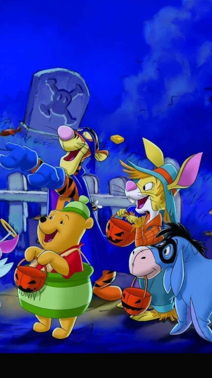 Winnie The Pooh Dressed Up For Halloween Background
