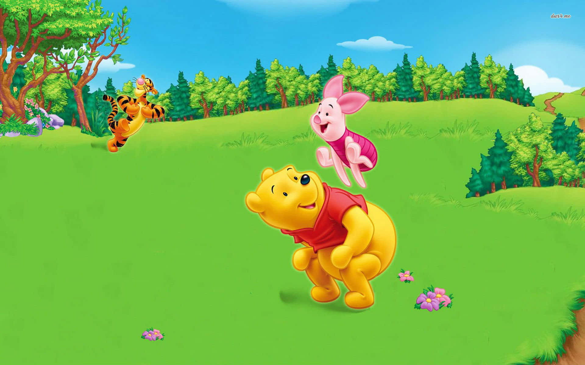 Winnie The Pooh Enjoying A Sunny Day Background