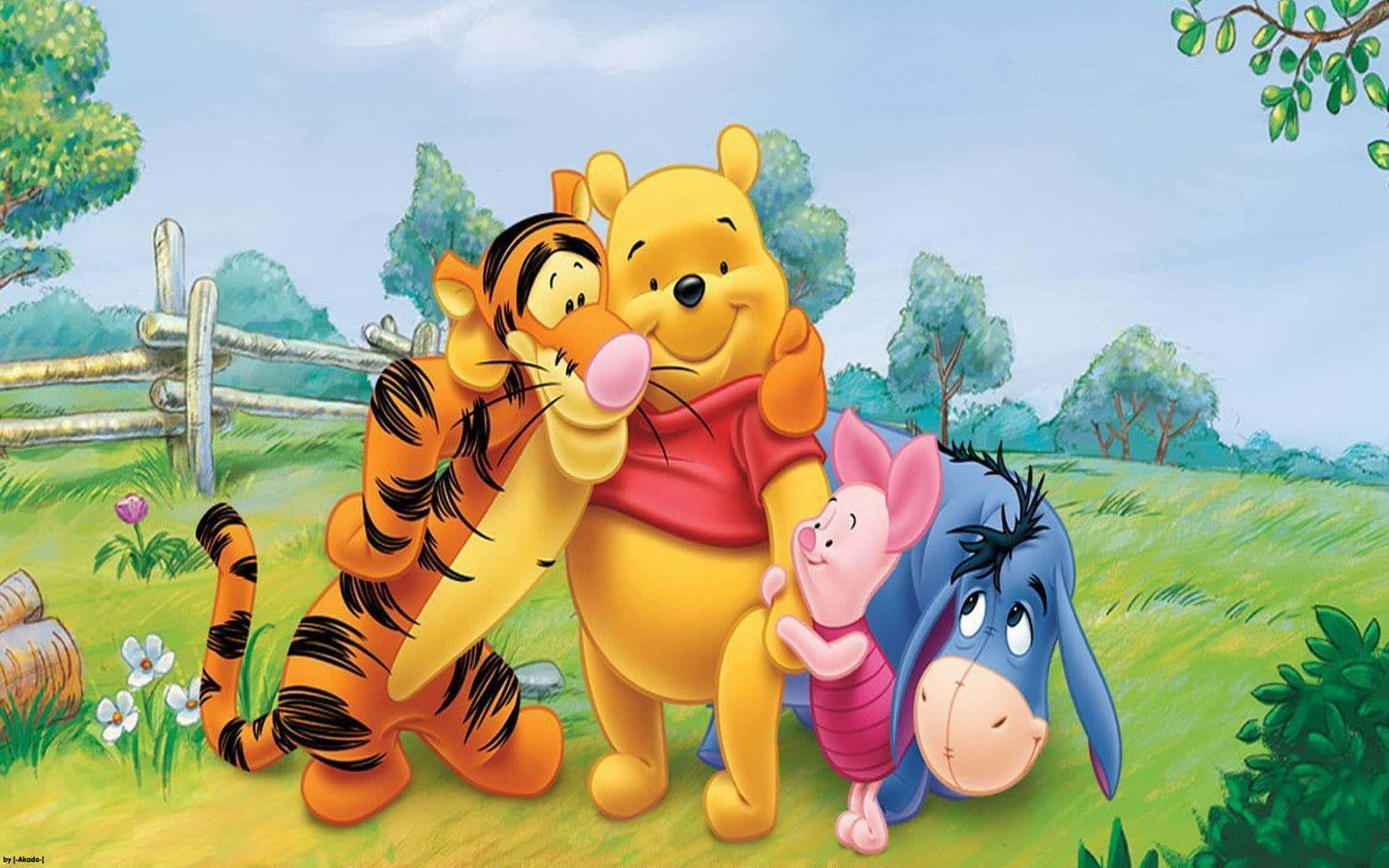 Winnie The Pooh Enjoying The Spring Outdoors Background