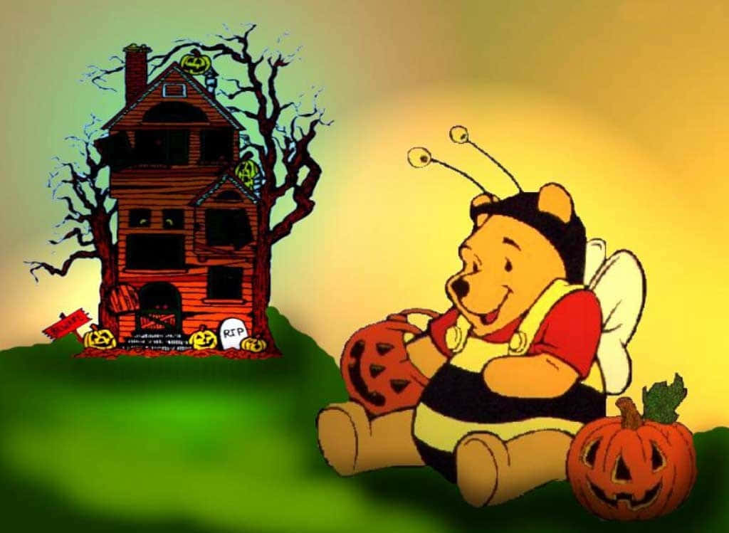 Winnie The Pooh Halloween House Wallpaper Background