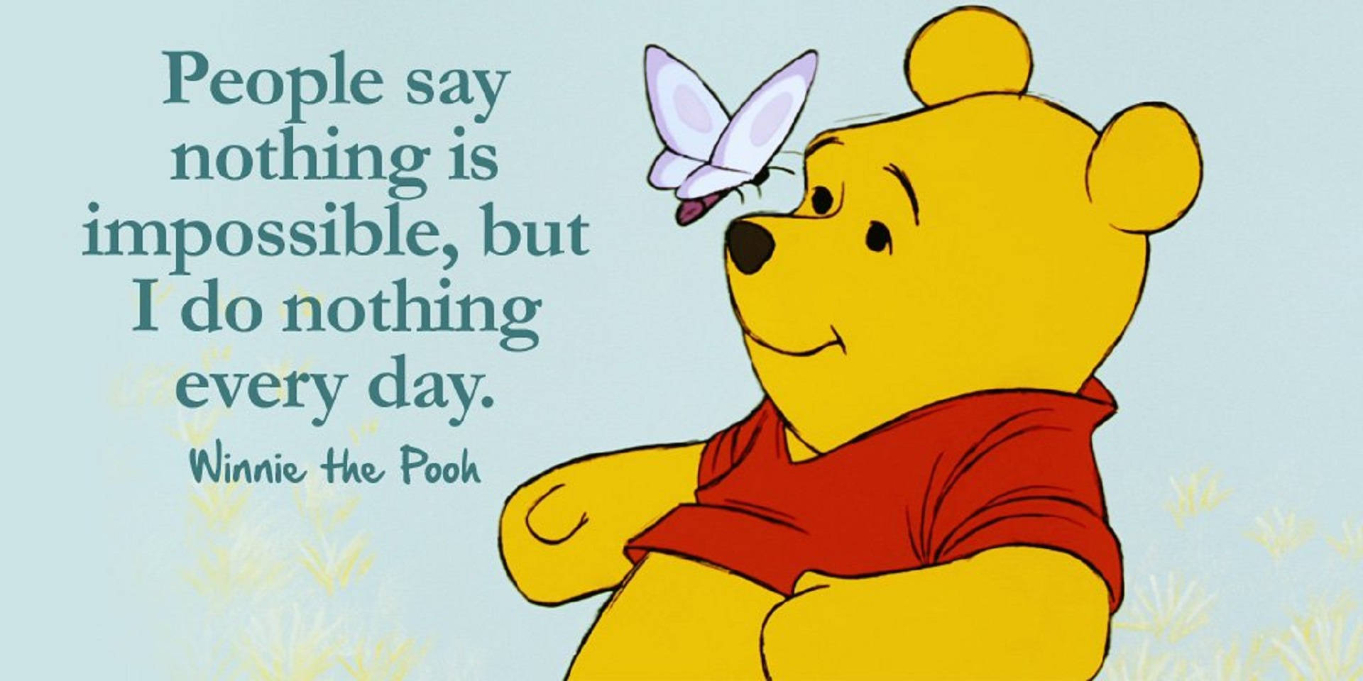 Winnie The Pooh Quotes In Floral Blue Background