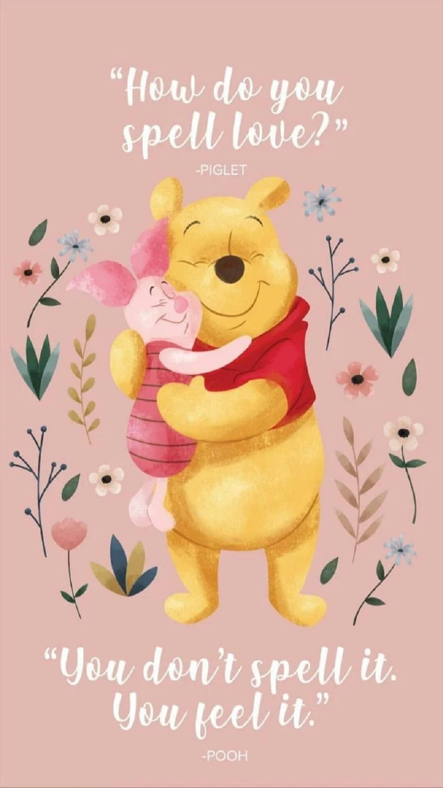 Winnie The Pooh Quotes In Pink Background