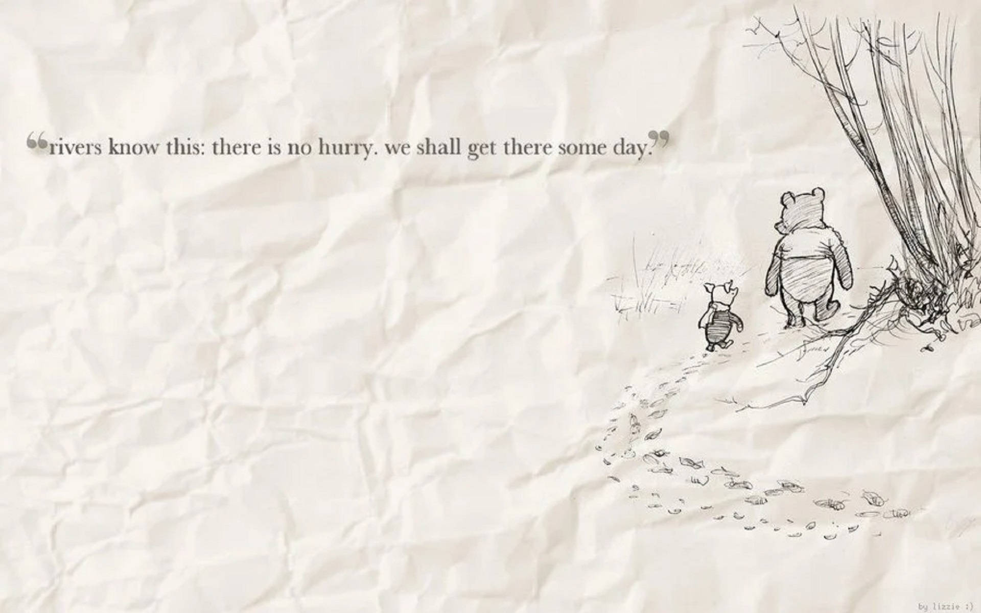 Winnie The Pooh Quotes No Hurry Background