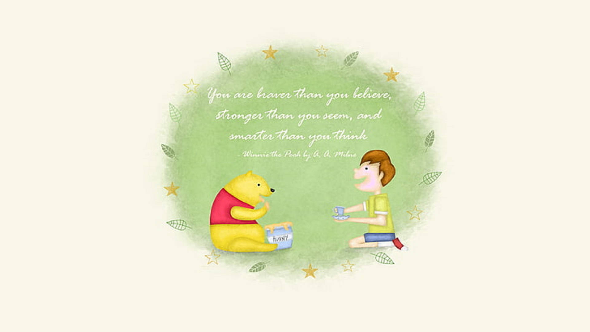 Winnie The Pooh Quotes With A Boy Background