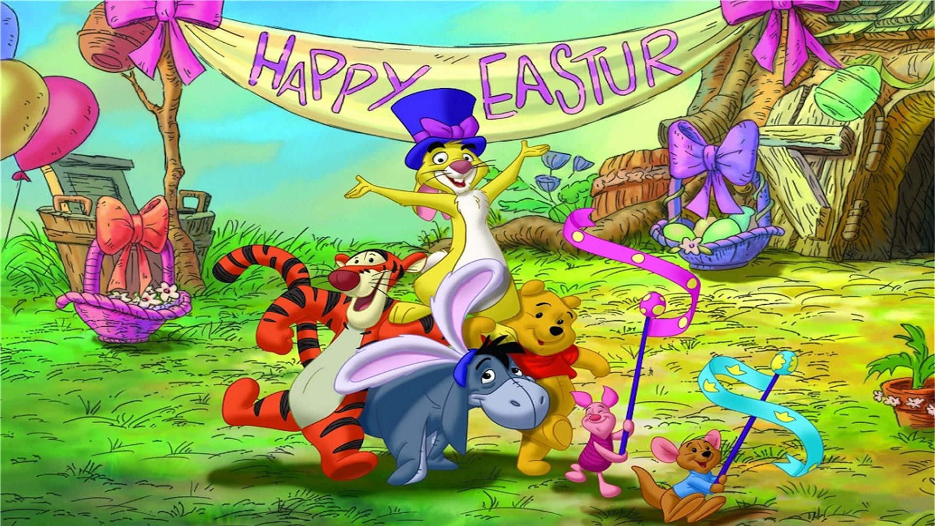 Winniethe Pooh Easter Celebration Background
