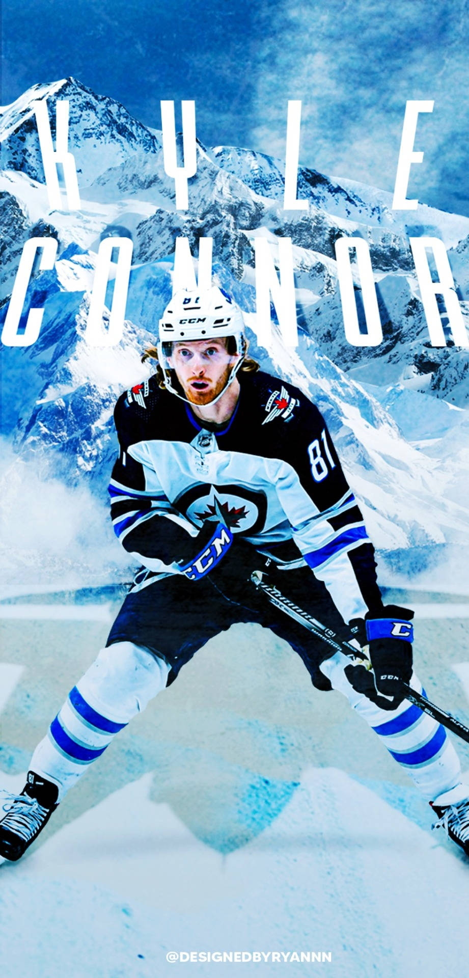 Winnipeg Jets American Ice Hockey Player Kyle Connor Graphic Art Background