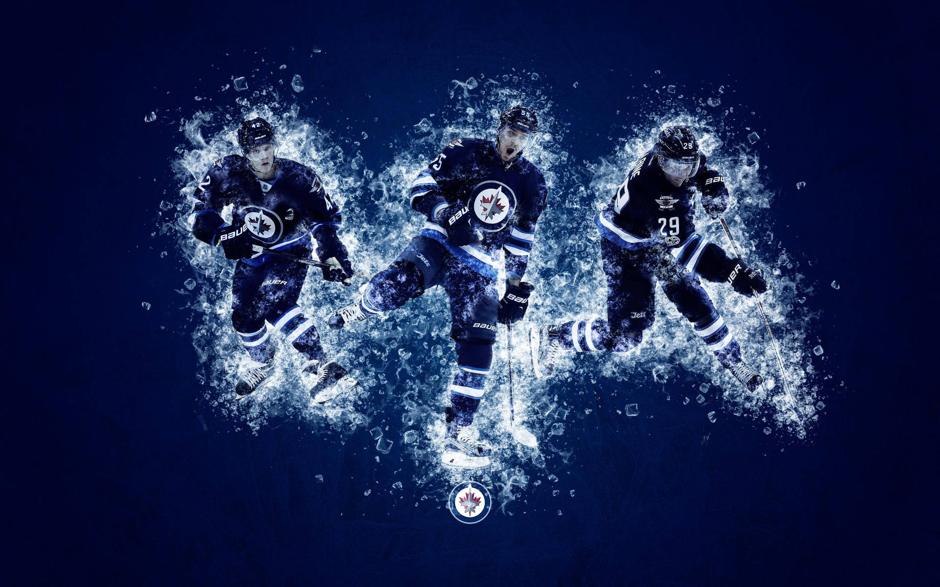 Winnipeg Jets Players Frozen Ice
