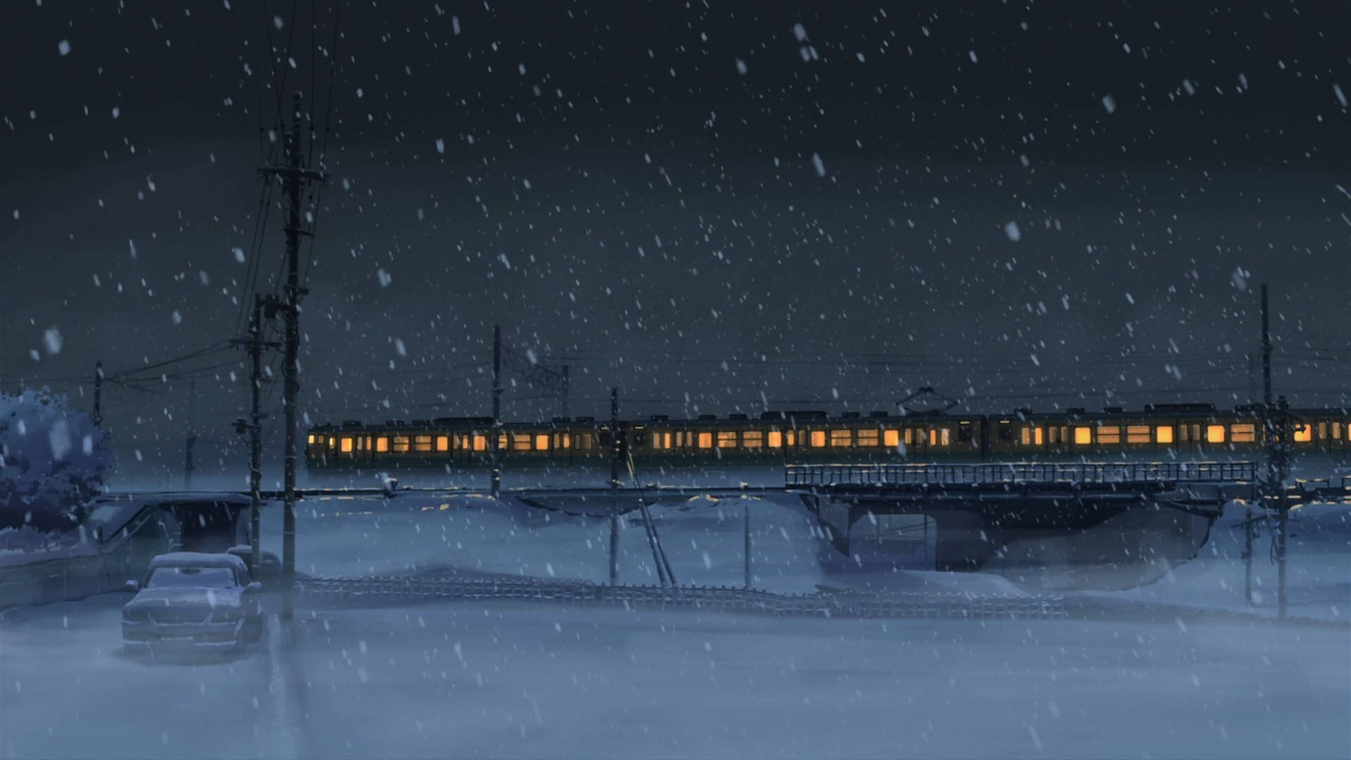 Winter Aesthetic Train Makoto Shinkai Background