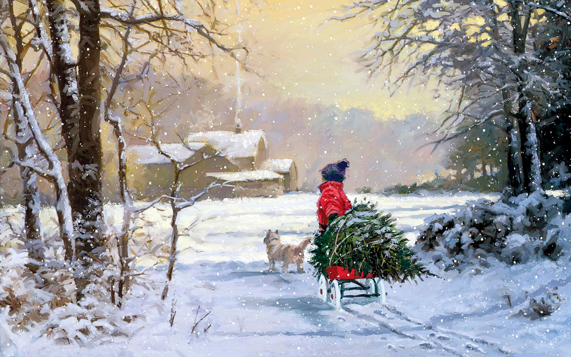 Winter Christmas Child Desktop Background