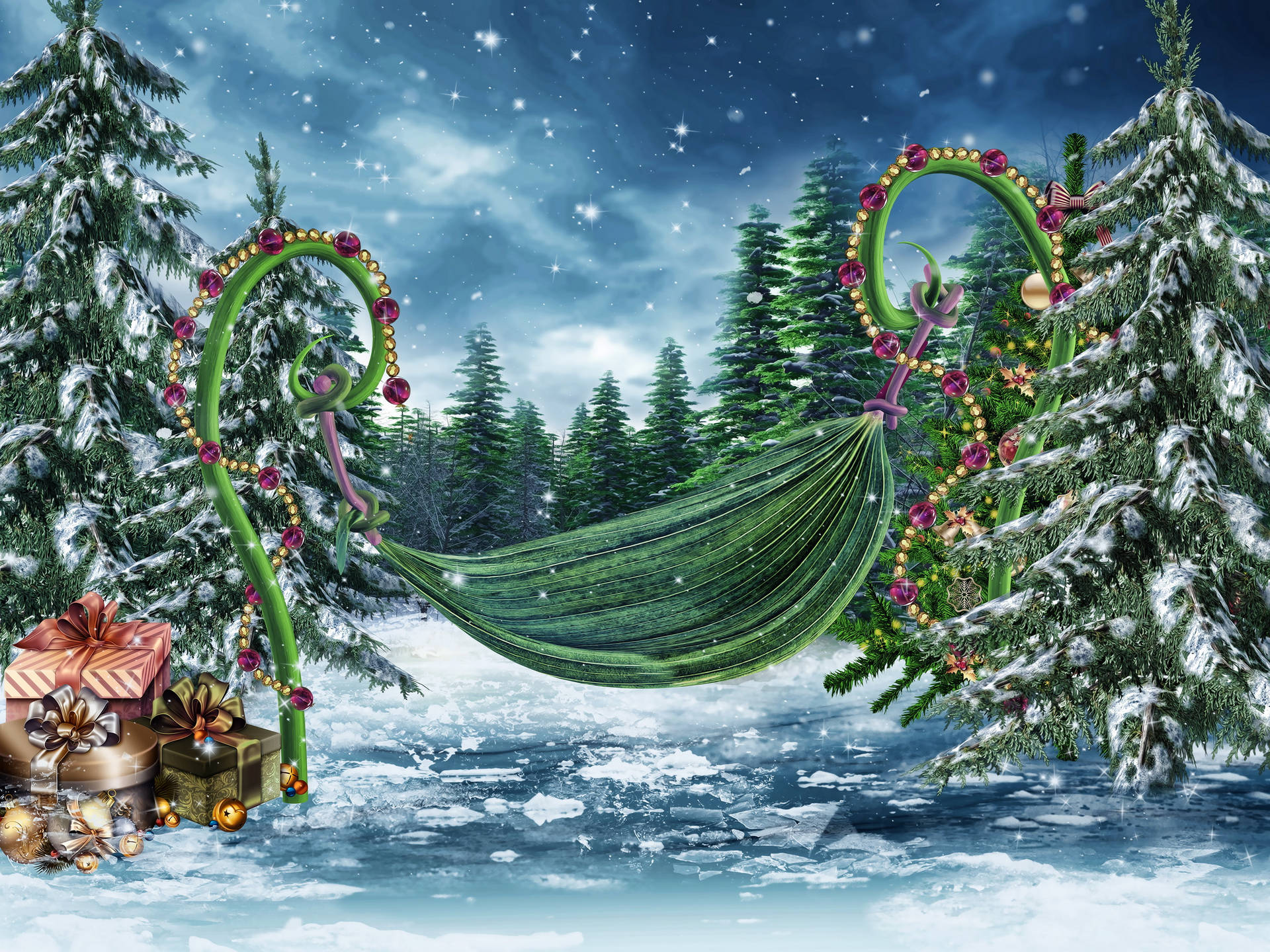 Winter Christmas Hammock Background