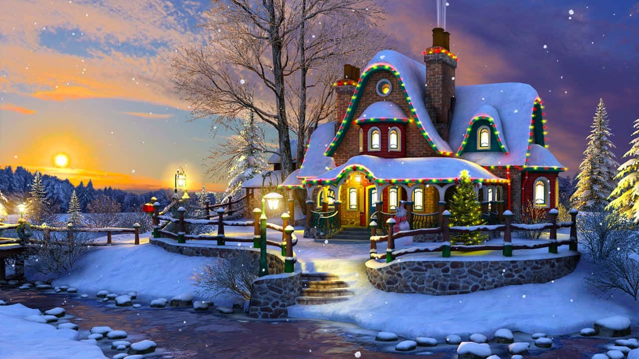 Winter Christmas Lights Art Desktop Background