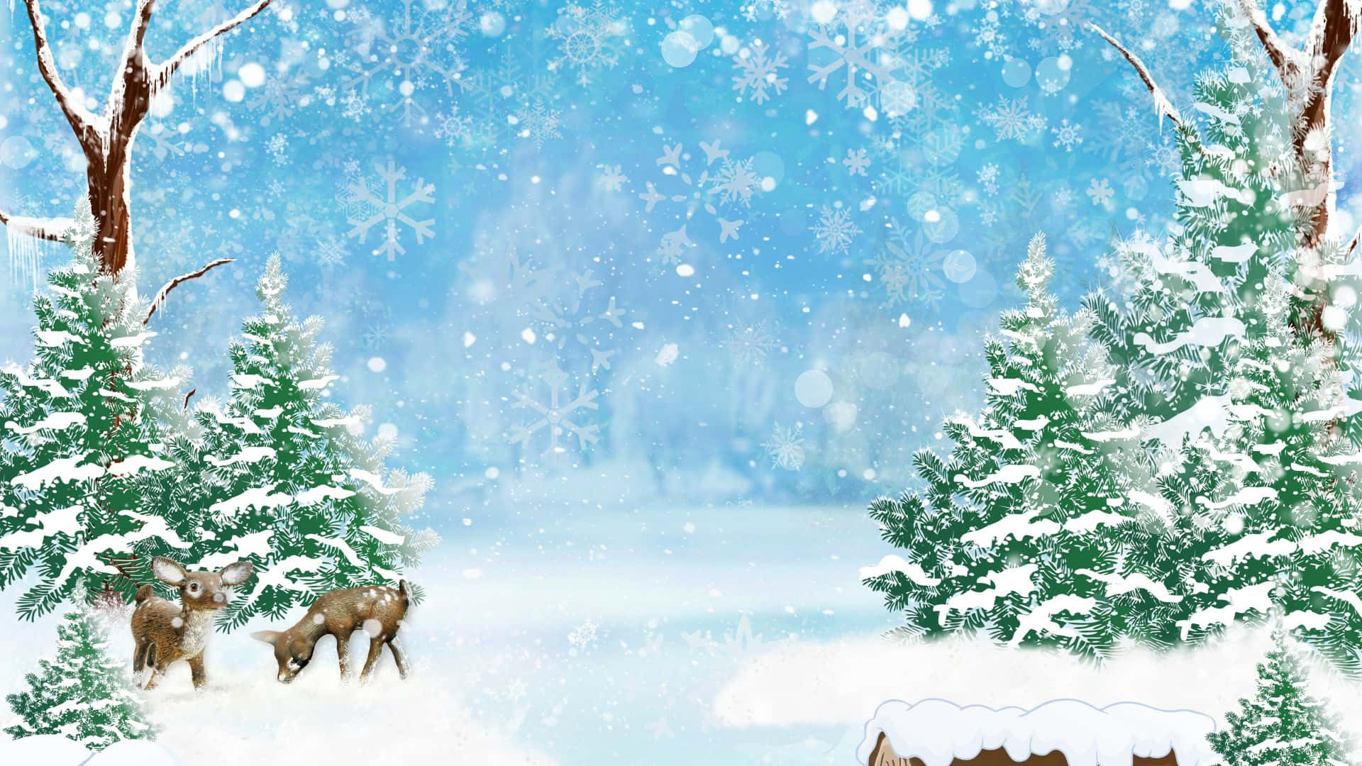 Winter Christmas Pine Trees Desktop Background