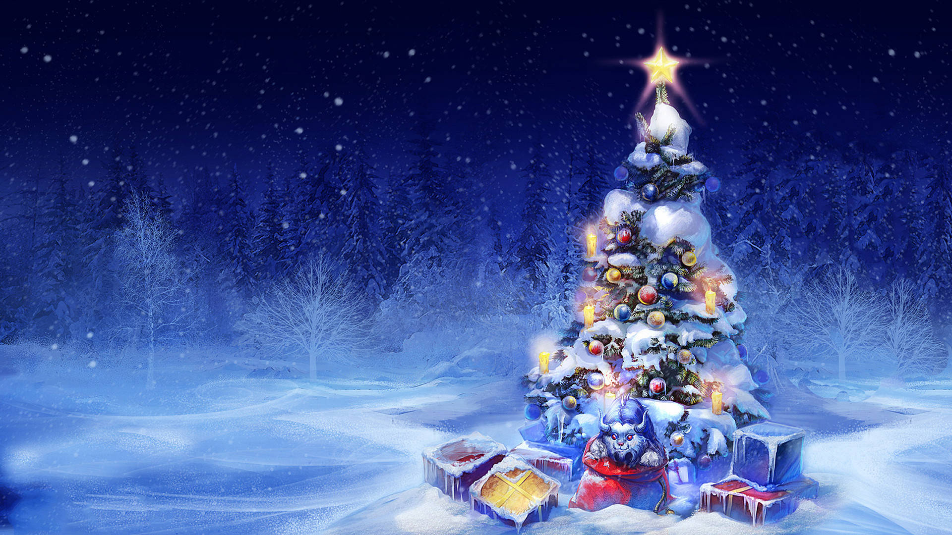 Winter Christmas Tree Art Background