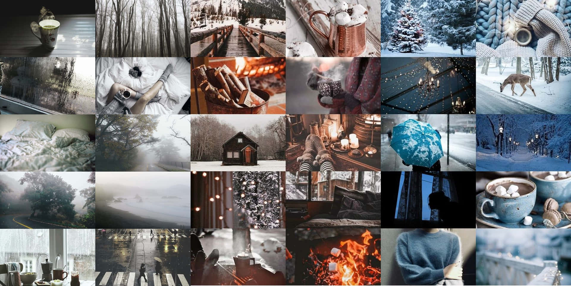 Winter Collage Aesthetic Desktop Background