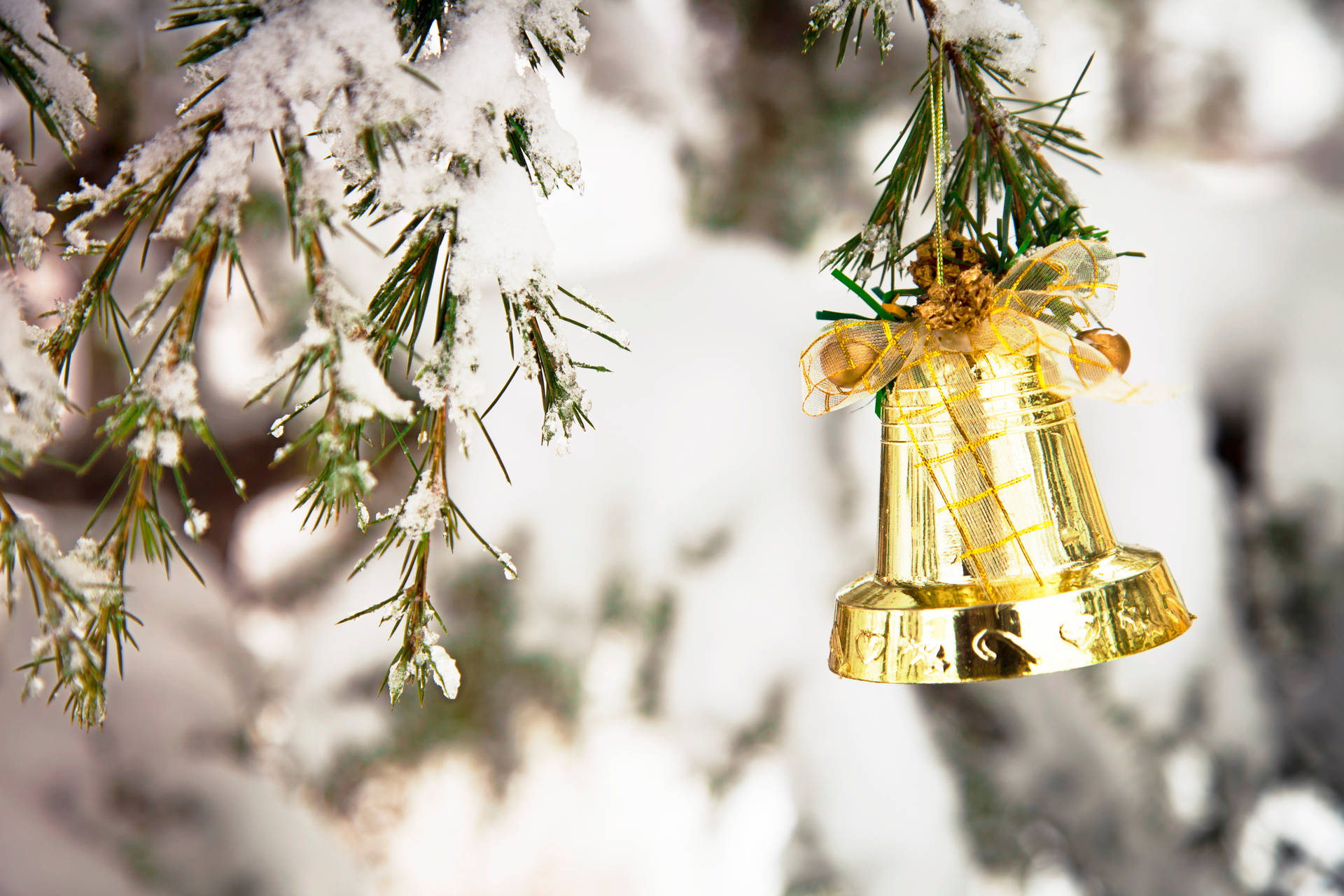 Winter Day Christmas Bell Background