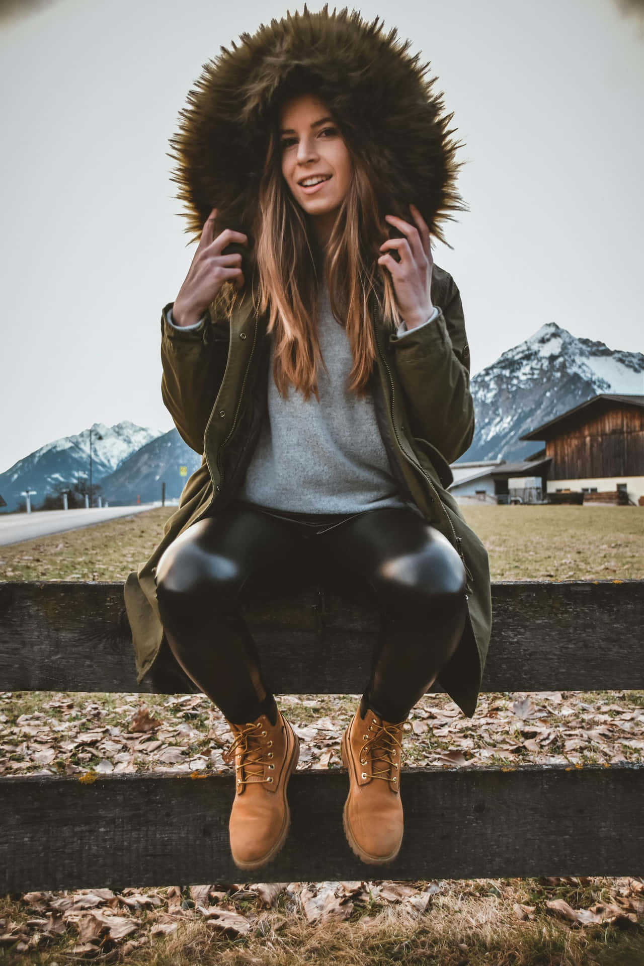 Winter Fashion Beauty Mountain Backdrop Background