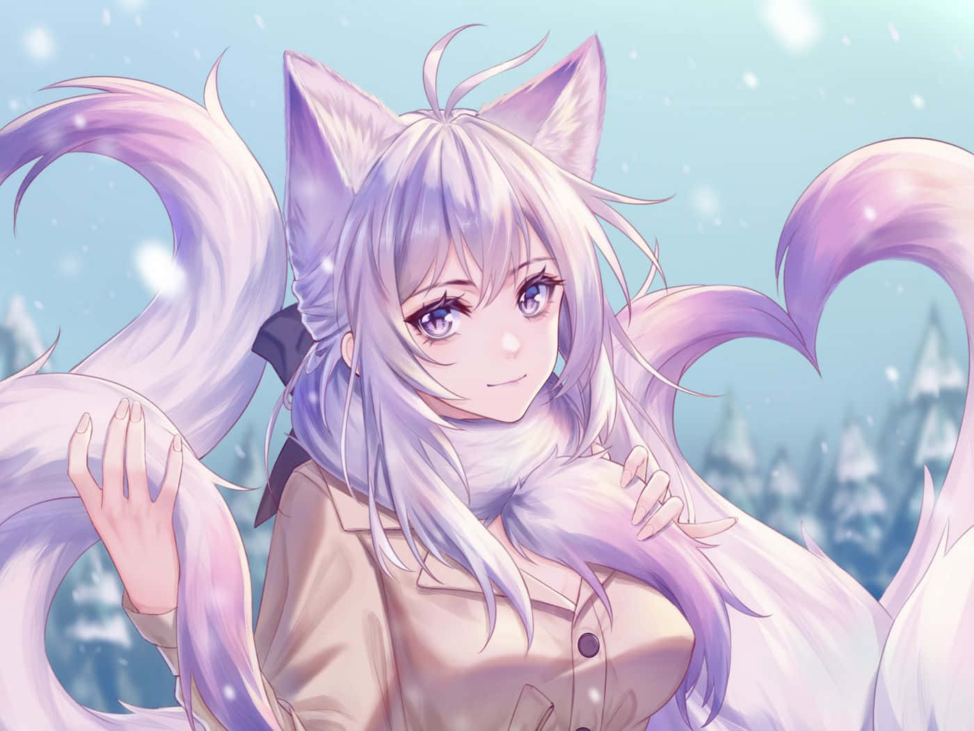 Winter Fox Spirit Anime Girl