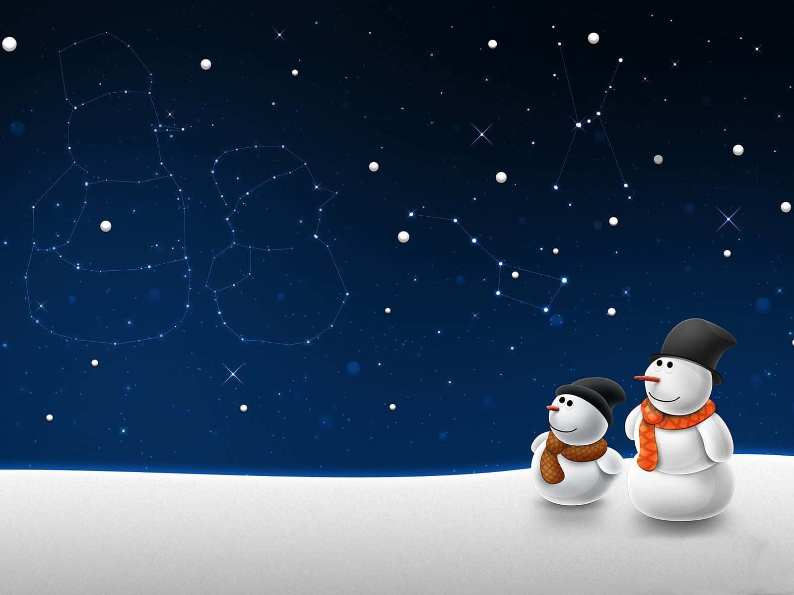 Winter Holiday Desktop Artwork Of Two Snowman Background
