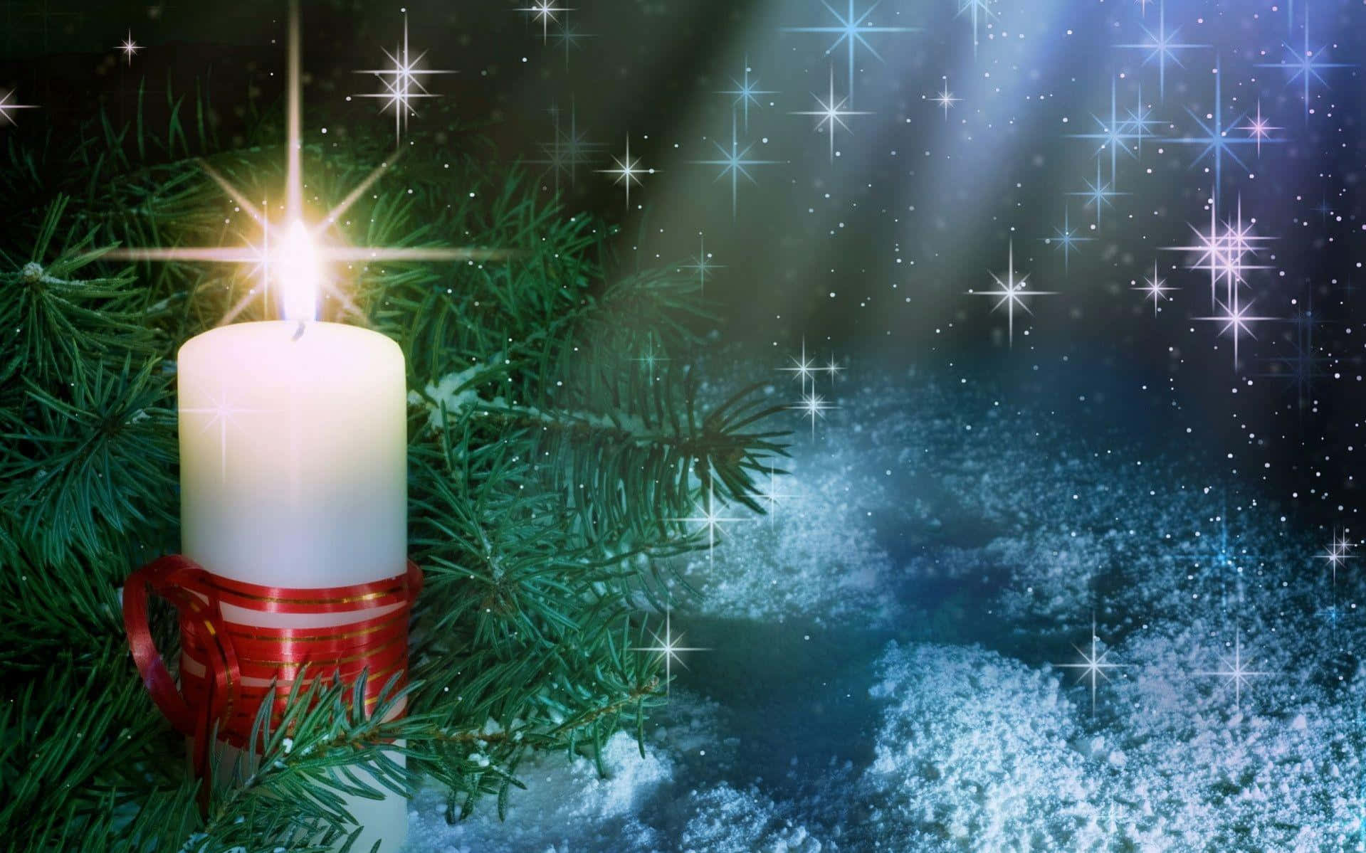 Winter Holiday Desktop With Advent Candle Background
