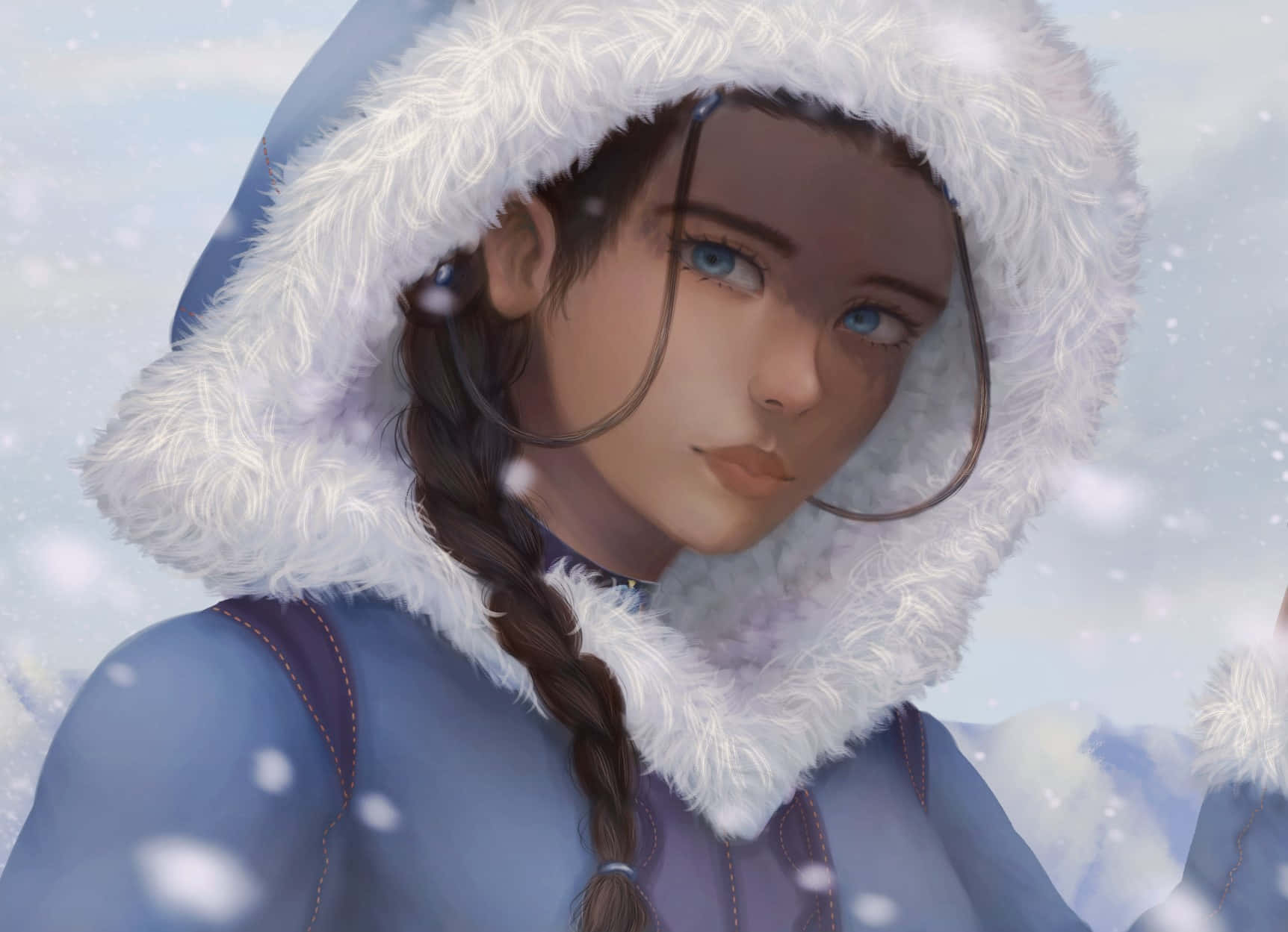 Winter_ Hooded_ Girl_ Blue_ Eyes