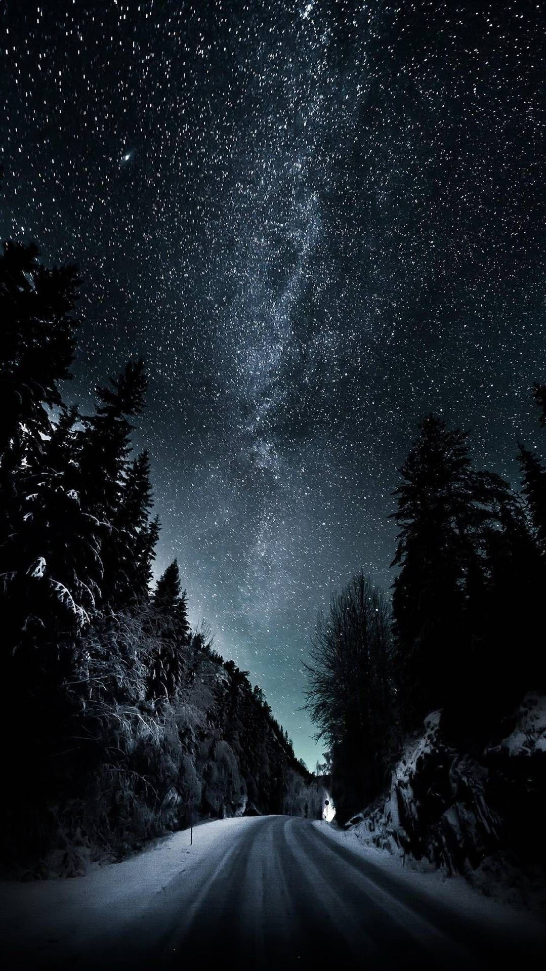 Winter Iphone Glittery Night Sky Background