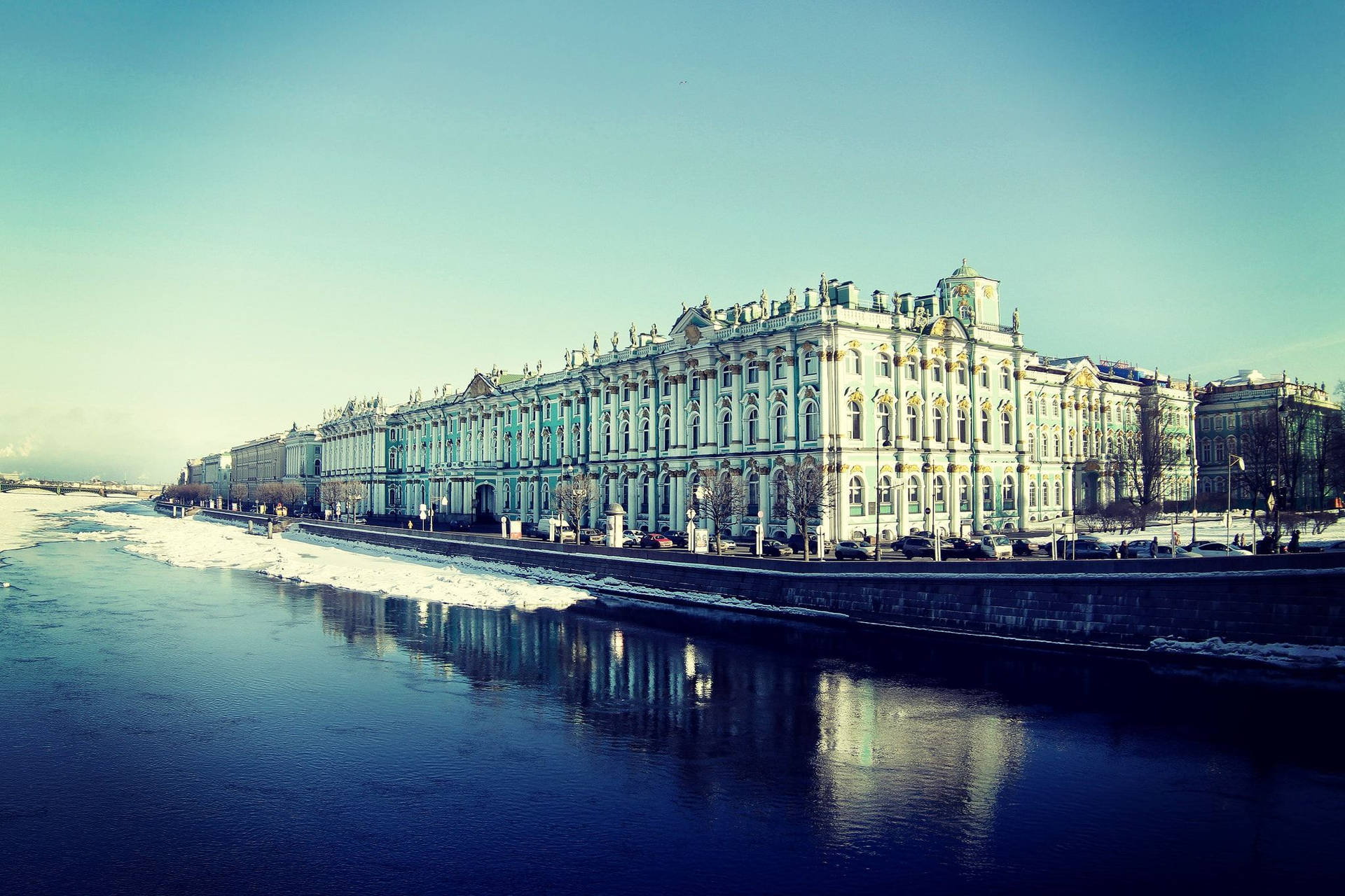 Winter Mansion In St. Petersburg Background