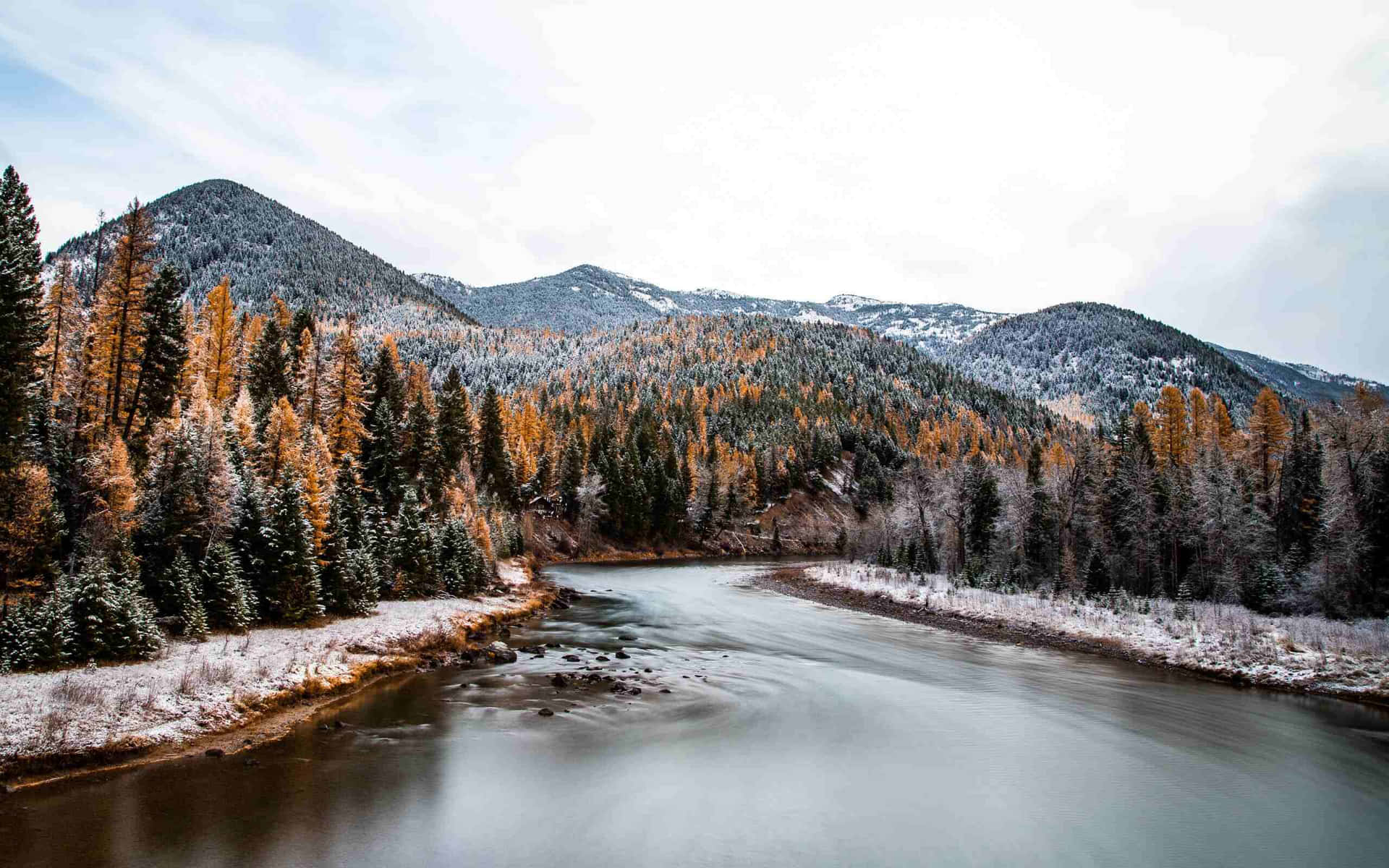 Winter_ Meets_ Autumn_ River_ Scene
