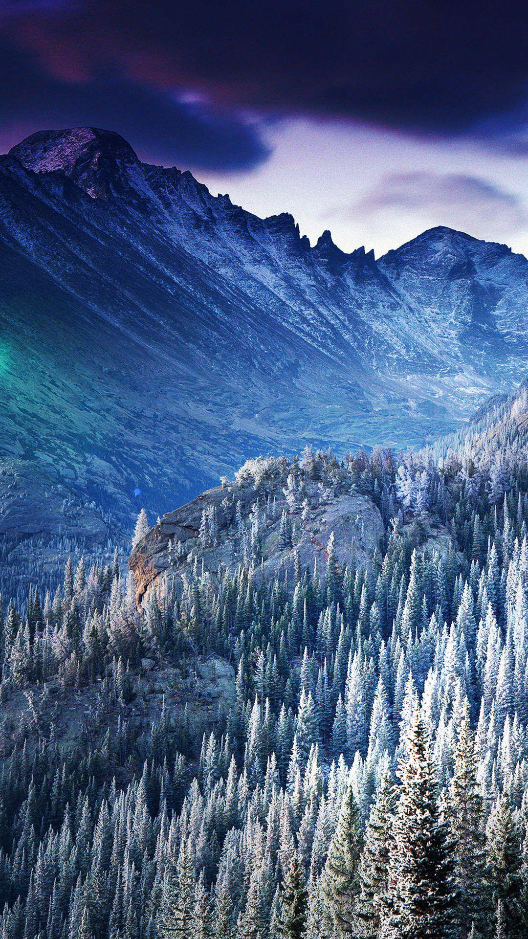 Winter Mountain Ranges And Trees Smartphone Background Background
