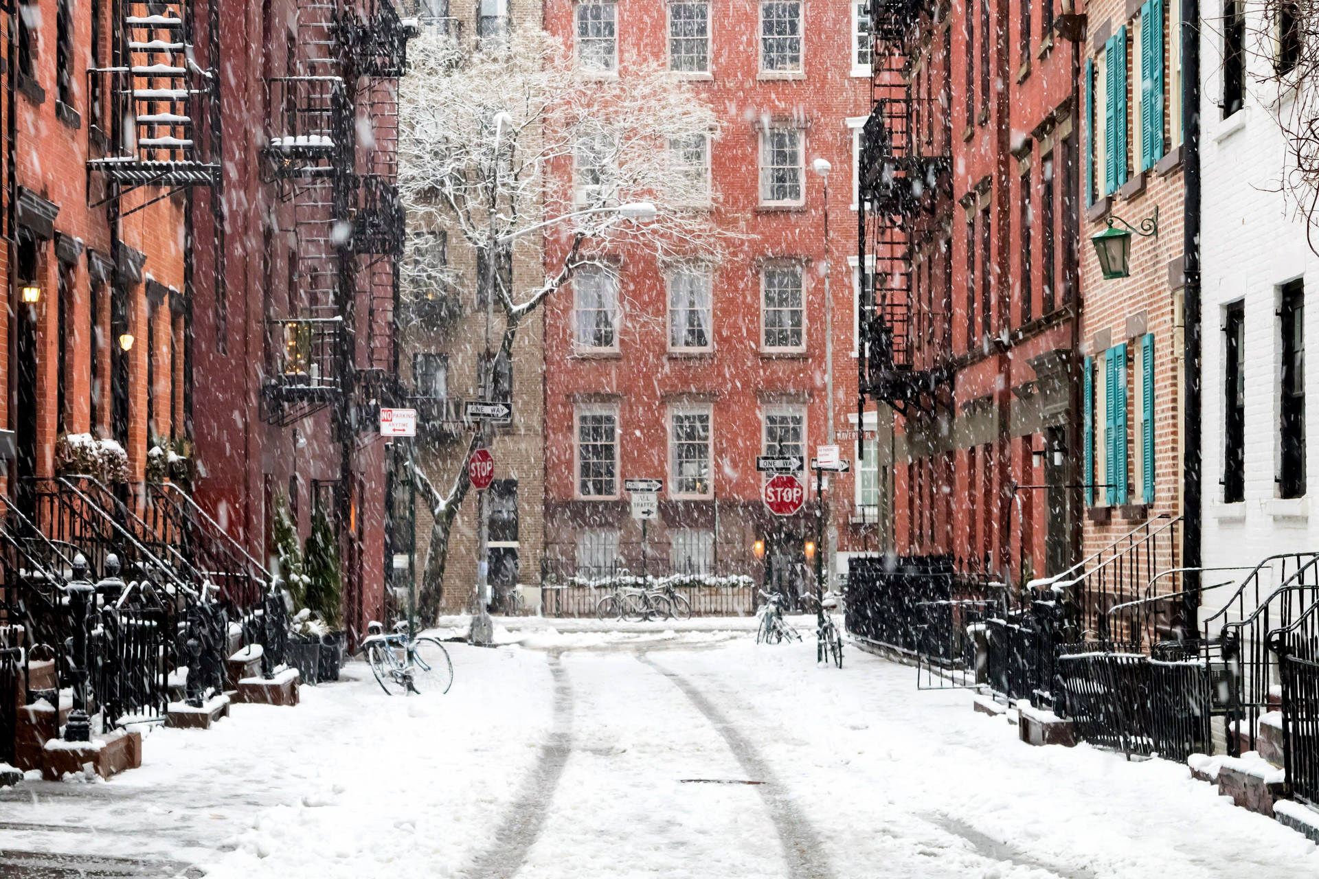 Winter Neighborhood New York Computer Background