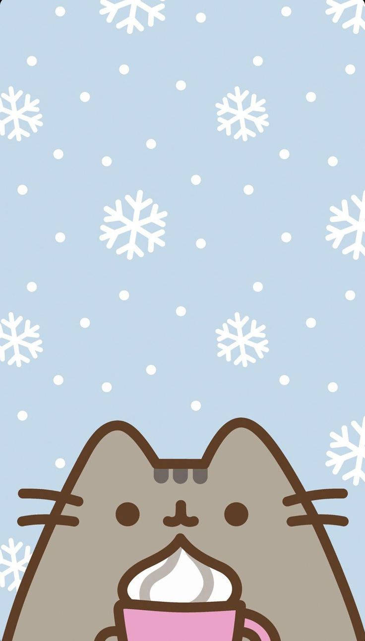Winter Phone Cat Snowflakes