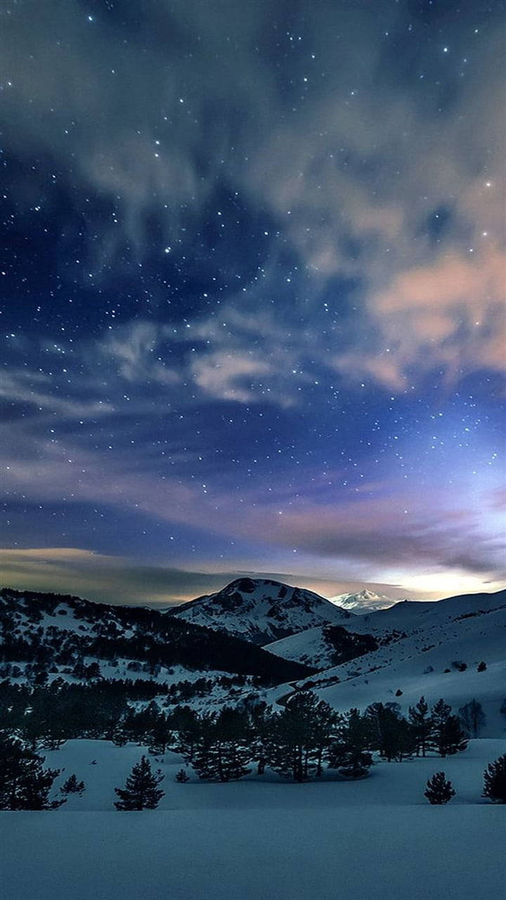 Winter Phone Cloudy Starry Sky Background