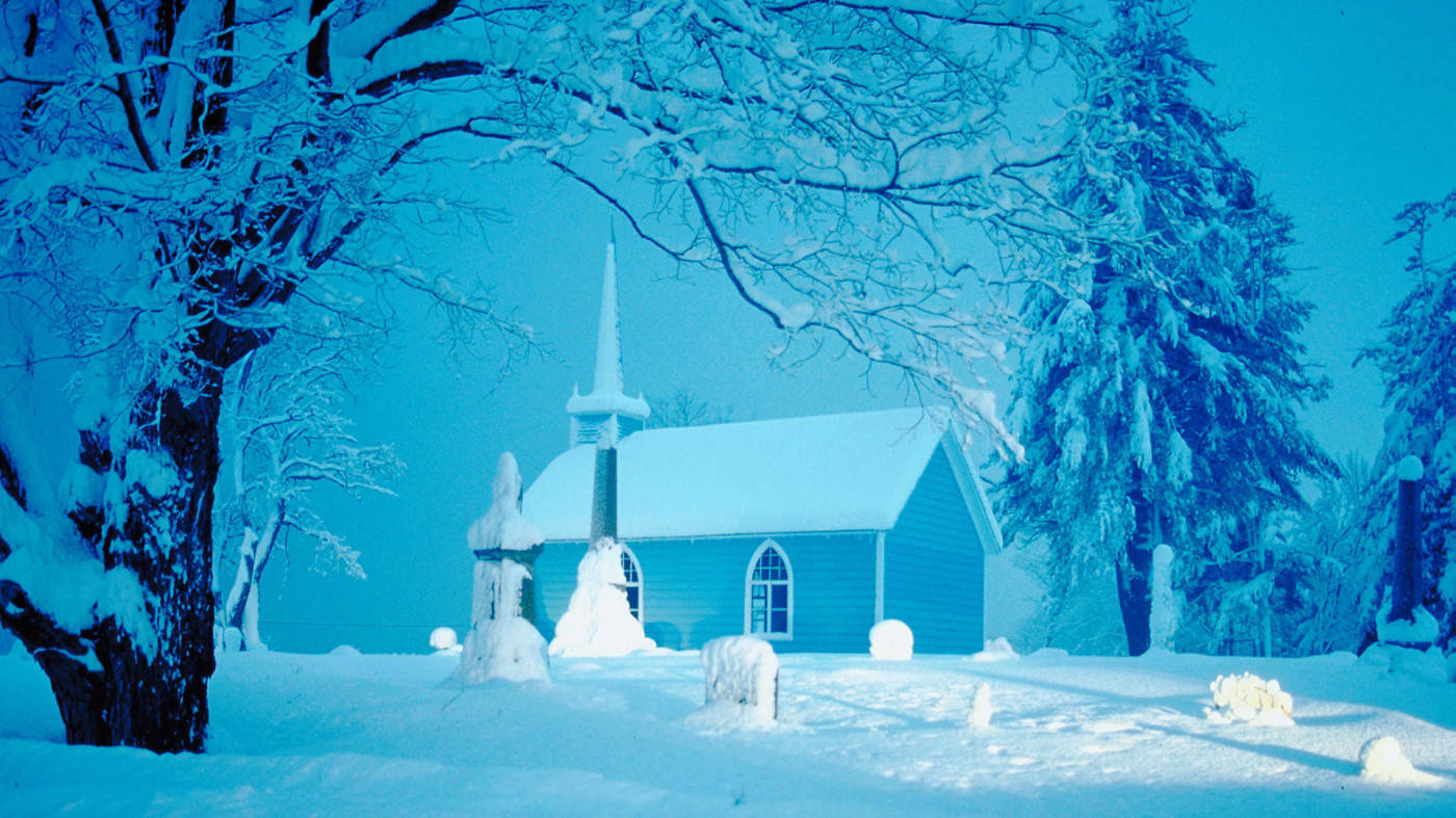 Winter Scene Church Background