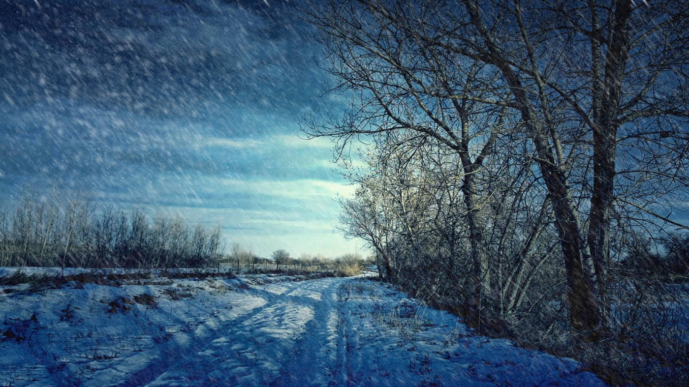 Winter Scene Frozen Road Background