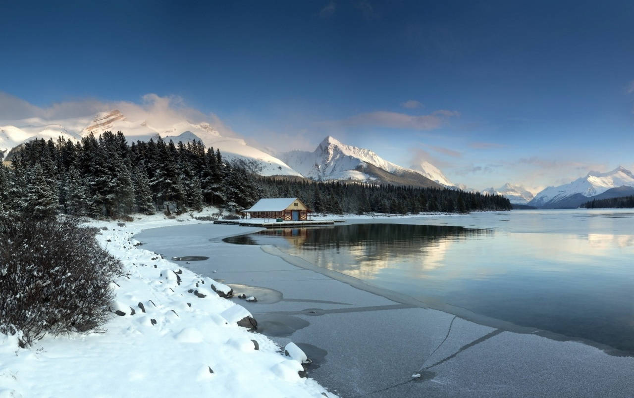 Winter Scene Lake Background