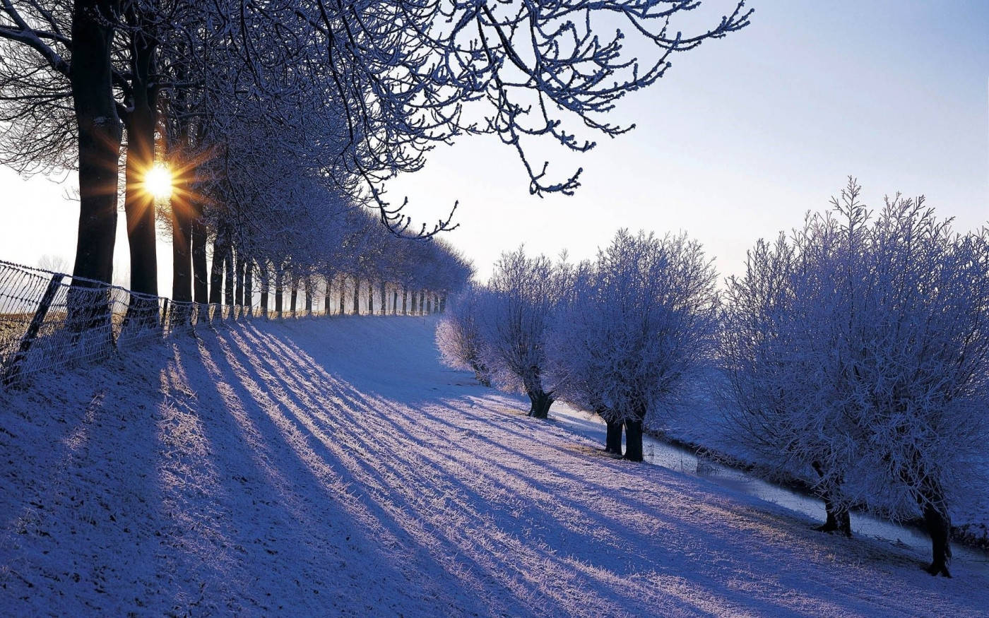 Winter Scene Sunrise Background