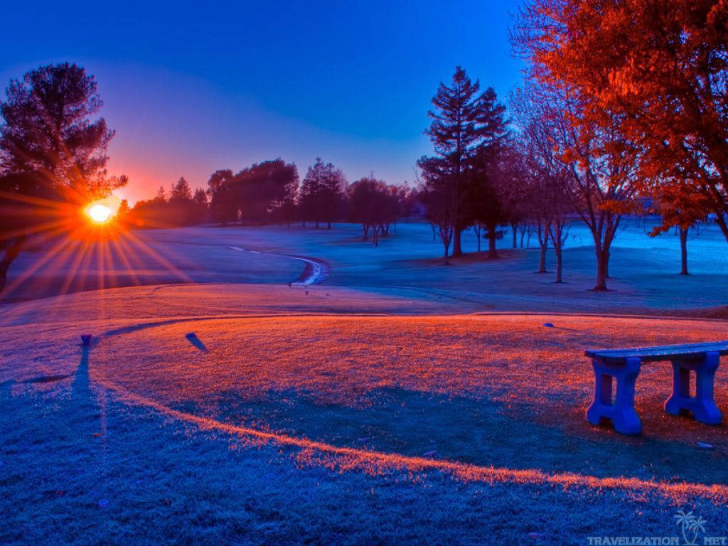 Winter Scene Sunset Background