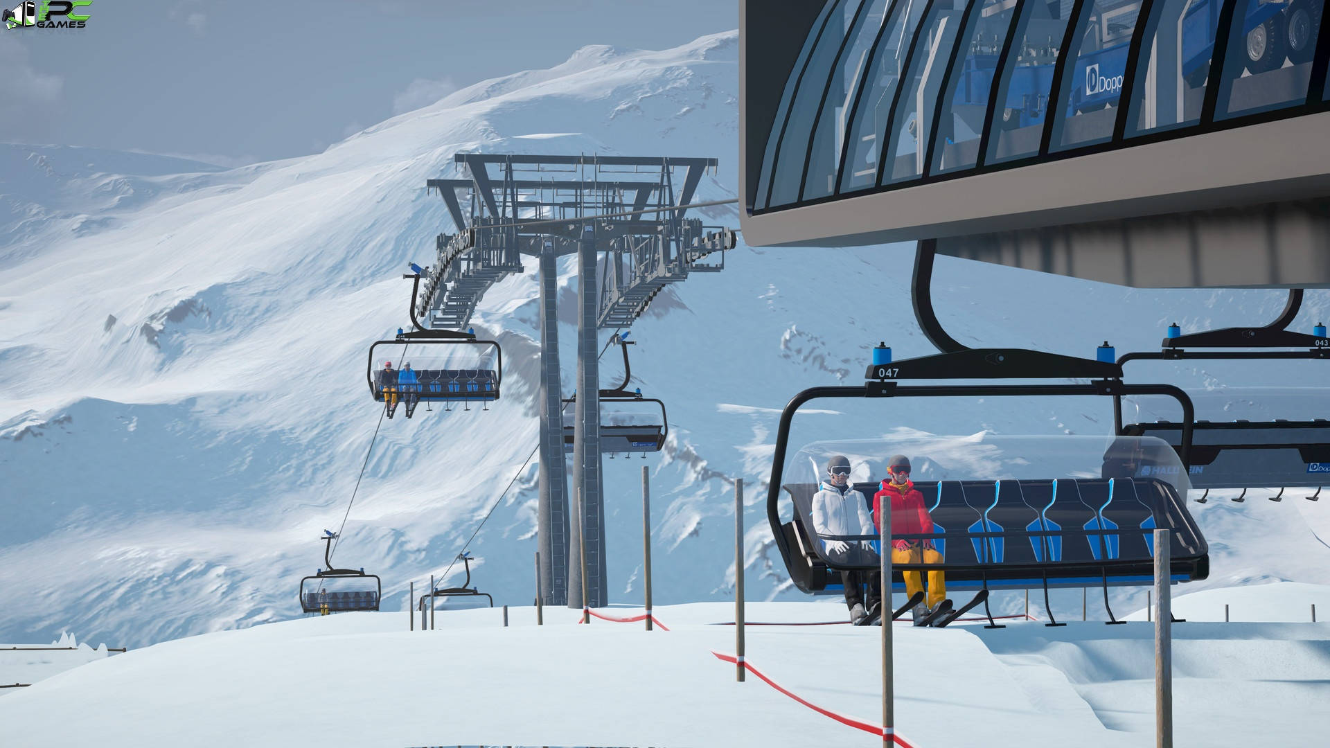 Winter Season Cable Car Background