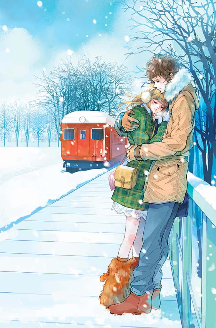 Winter Snow Romance Anime Couple