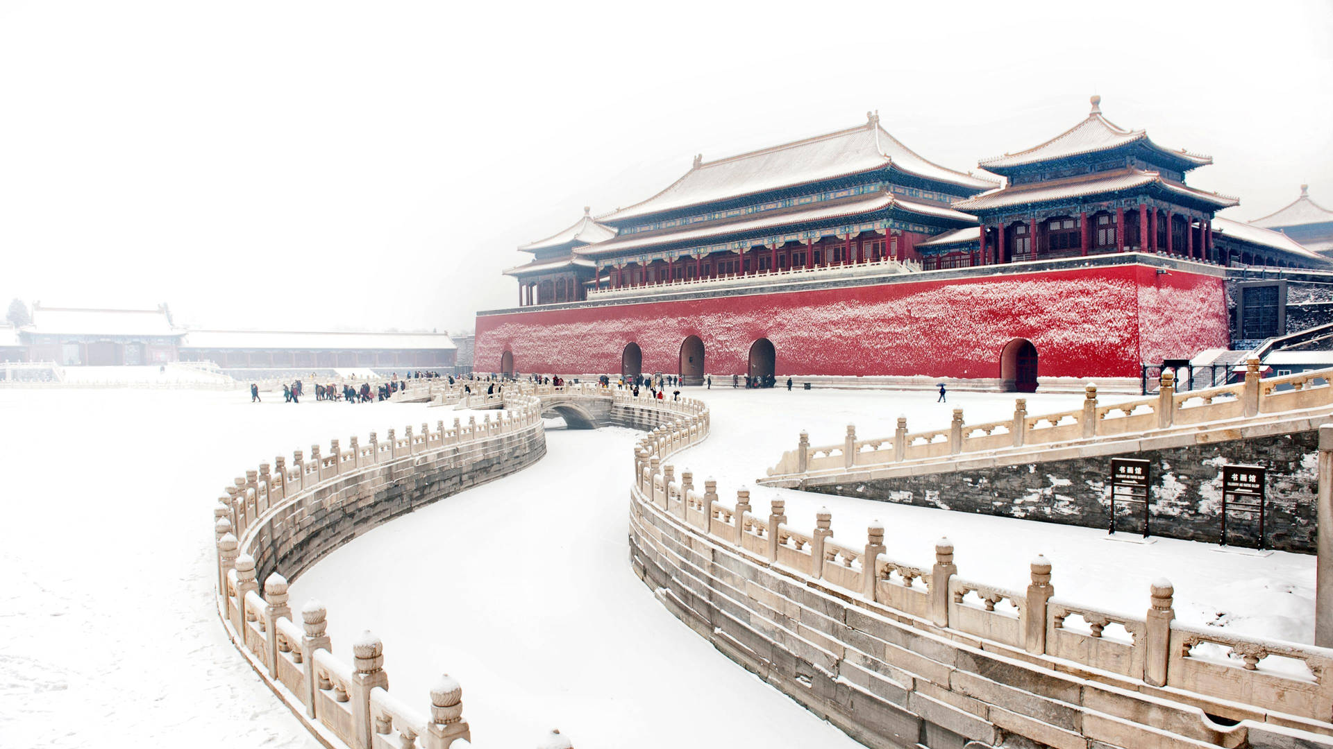 Winter Snowing Forbidden City Background