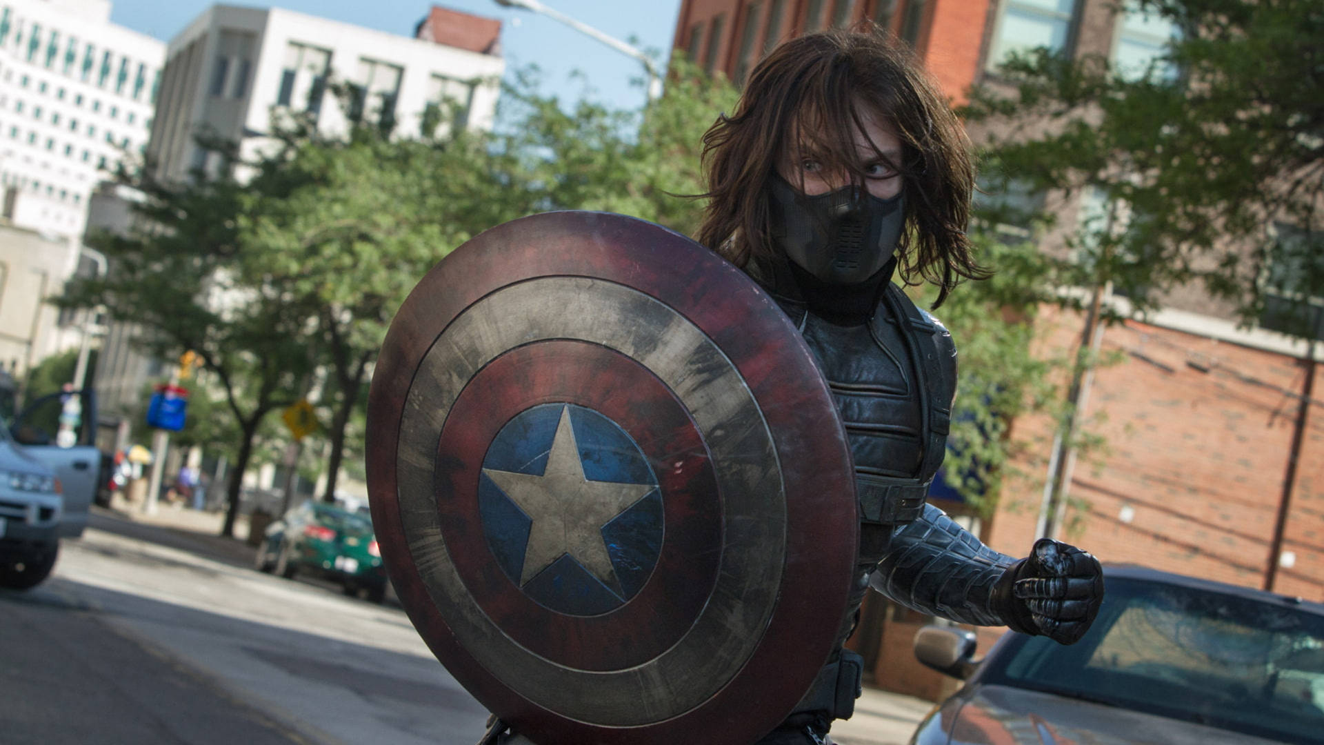 Winter Soldier With Shield Background