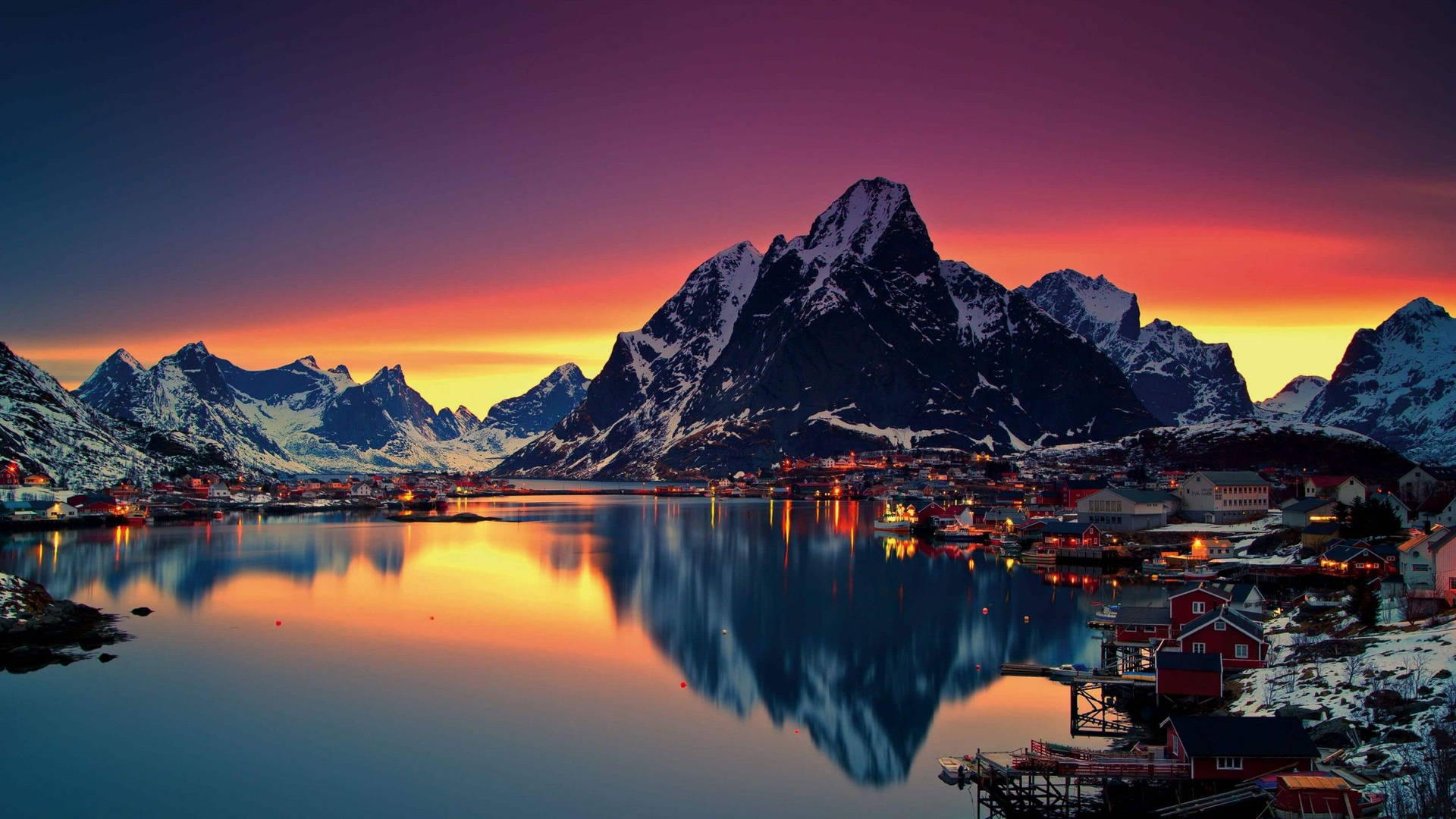 Winter Sunset In Norway Background